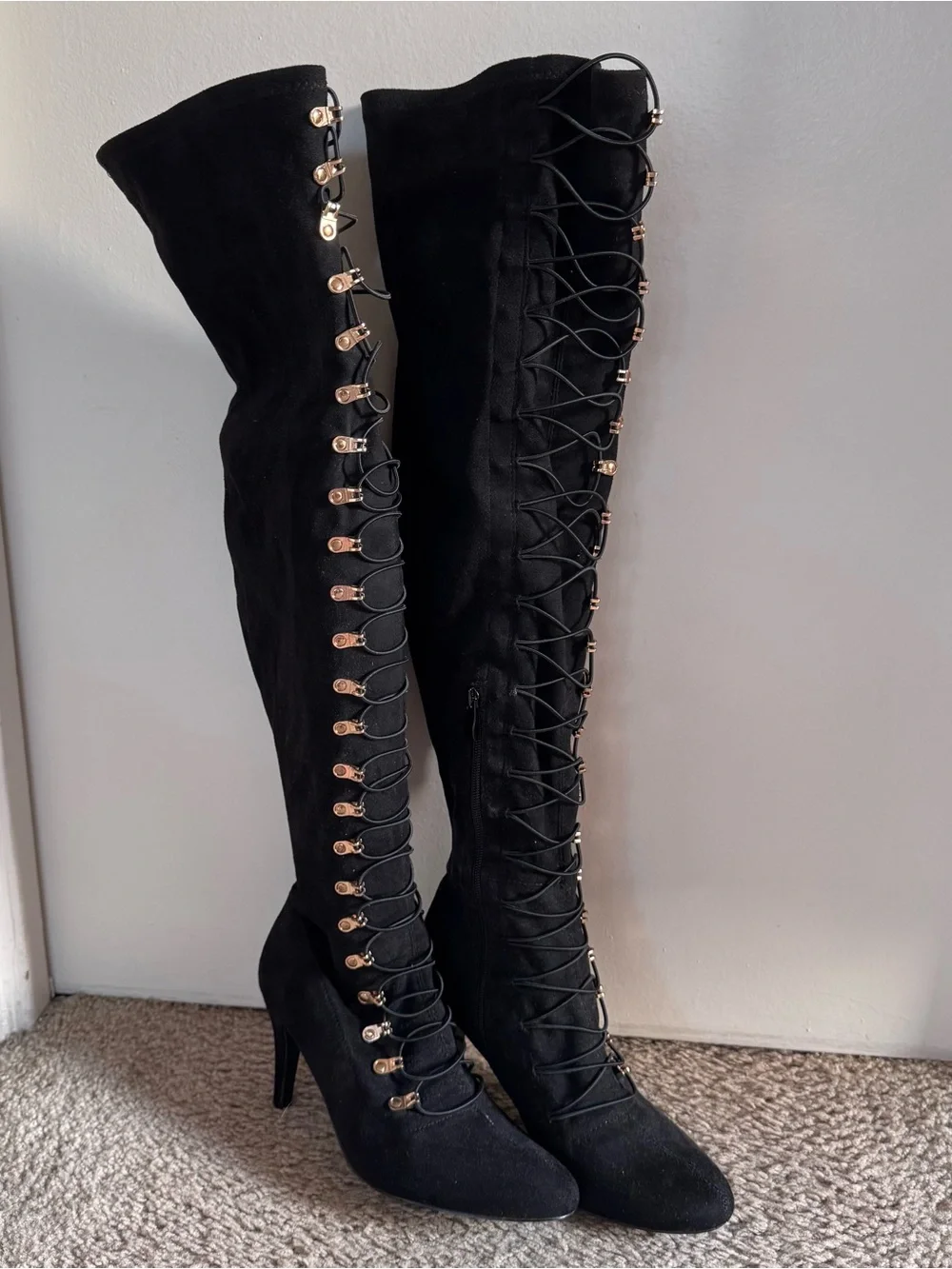 Journee Collection Over-the-Knee Lace-Up Boot - Black